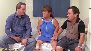 arbitrary midget reinforcer in a threesome have sexual intercourse orgy